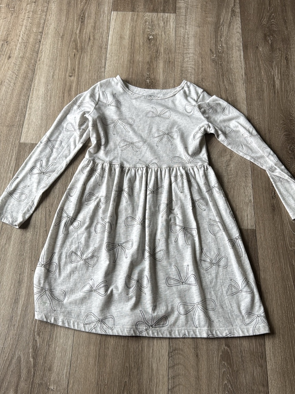 Carter's Light Gray Long-Sleeve Bow Print Dress